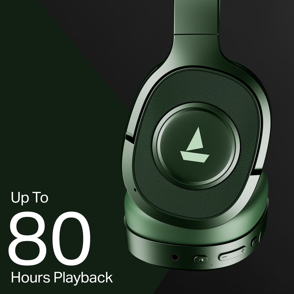 boAt Rockerz Plus 550 ANC, (~40dB) Hybrid ANC, 80Hrs Playback, 40ms Low Latency Beast Mode, 40mm Drivers, BT v5.4, Bluetooth Headphones, Wireless Headphone with Mic (Green Militia)