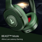 boAt Rockerz Plus 550 ANC, (~40dB) Hybrid ANC, 80Hrs Playback, 40ms Low Latency Beast Mode, 40mm Drivers, BT v5.4, Bluetooth Headphones, Wireless Headphone with Mic (Green Militia)