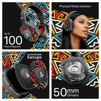 boAt Rockerz Plus 550, Customizable Earcups, 100H Battery, 50mm Drivers, Dual Pair, App Support, Bluetooth Headphones, Wireless Headphone with Mic (Black Psyche)
