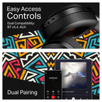 boAt Rockerz Plus 550, Customizable Earcups, 100H Battery, 50mm Drivers, Dual Pair, App Support, Bluetooth Headphones, Wireless Headphone with Mic (Black Psyche)