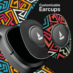 boAt Rockerz Plus 550, Customizable Earcups, 100H Battery, 50mm Drivers, Dual Pair, App Support, Bluetooth Headphones, Wireless Headphone with Mic (Black Psyche)