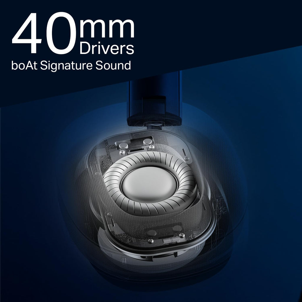 boAt Rockerz Plus 550 ANC, (~40dB) Hybrid ANC, 80Hrs Playback, 40ms Low Latency Beast Mode, 40mm Drivers, BT v5.4, Bluetooth Headphones, Wireless Headphone with Mic (Bold Blue)