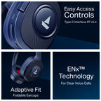 boAt Rockerz Plus 550 ANC, (~40dB) Hybrid ANC, 80Hrs Playback, 40ms Low Latency Beast Mode, 40mm Drivers, BT v5.4, Bluetooth Headphones, Wireless Headphone with Mic (Bold Blue)