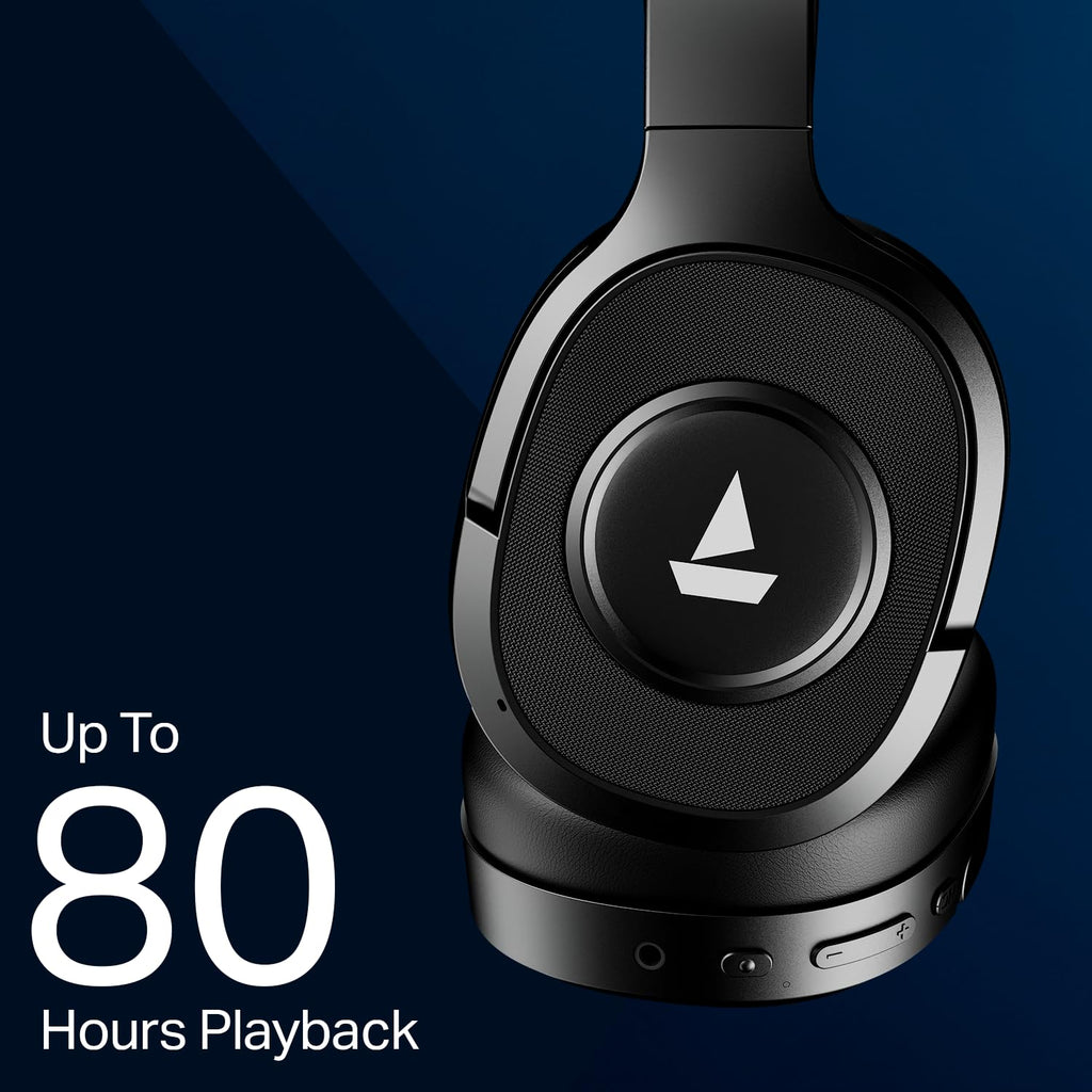 boAt Rockerz Plus 550 ANC, (~40dB) Hybrid ANC, 80Hrs Playback, 40ms Low Latency Beast Mode, 40mm Drivers, BT v5.4, Bluetooth Headphones, Wireless Headphone with Mic (Cosmic Black)