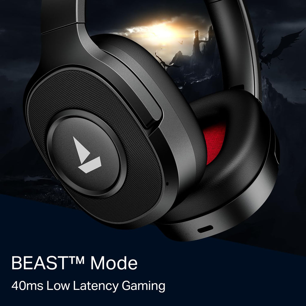 boAt Rockerz Plus 550 ANC, (~40dB) Hybrid ANC, 80Hrs Playback, 40ms Low Latency Beast Mode, 40mm Drivers, BT v5.4, Bluetooth Headphones, Wireless Headphone with Mic (Cosmic Black)