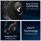 boAt Rockerz Plus 550 ANC, (~40dB) Hybrid ANC, 80Hrs Playback, 40ms Low Latency Beast Mode, 40mm Drivers, BT v5.4, Bluetooth Headphones, Wireless Headphone with Mic (Cosmic Black)