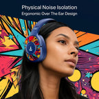 boAt Rockerz Plus 550, Customizable Earcups, 100H Battery, 50mm Drivers, Dual Pair, Stream Ad Free Music via App Support, Bluetooth Headphones, Wireless Headphone with Mic (Blue Psyche)