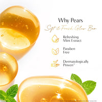Pears Original Glycerin Soap Bar - Soft & Fresh Glow | With 98% Pure Glycerin & Mint Extract | For a Fresh Glow | With Plant Based Cleanser for Skin & Body | Paraben-free | 125 gms x 6