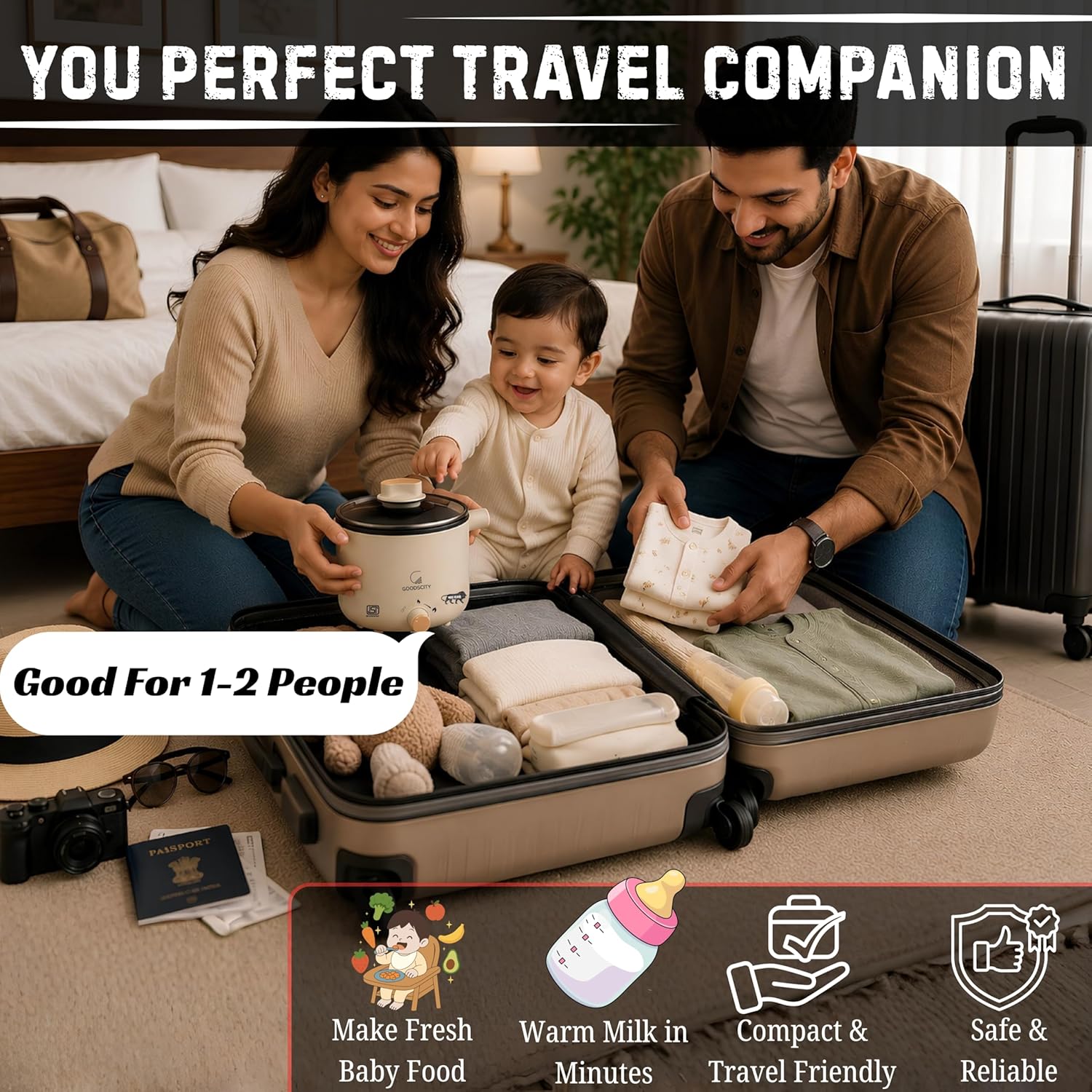 Goodscity Multipurpose Kettle with Ceramic Coating 1.2L | Boil, Steam, Fry, Saute | 600 W Multi Cooker Electric Kettle for Water, Egg, Tea, Coffee, Babyfood | 1 Year Waranty