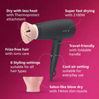 Philips India's No.1 Hair Styling Brand - Foldable Hair Dryer 2100W, 6 HeatxSpeed Settings Cool Shot Advanced Ionic Care Frizz-Free Shine, ThermoProtect Airflower Attachment, For Indian Hair, BHD356