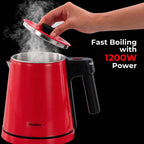 Hawkins Electric Red Kettle 1.2 Litre | 1200W | Cool Touch Body | Auto Cut-Off & Dry-Boil Protection | LED Indicator | Cord Storage | Red (HKT1R)