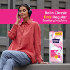 Bella Classic Regular Drai Pads for Women 8pcs - Pack of 6 | All Day Extra Dryness | Leakage proof | Moist lock | Wing & Extra protective Zone | Rash Free period | Comfort