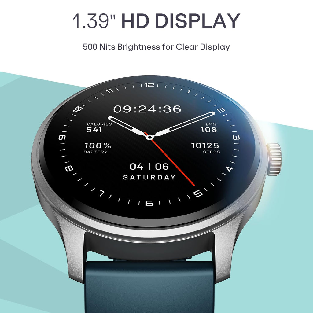 boAt Lunar Discovery Neo, 1.39" (3.5 cm) Round HD Display, Premium Metallic Finish, Animated Watchfaces, 100+ Sports Mode, Bluetooth Calling, Smart Watch for Men & Women (Ocean Blue)