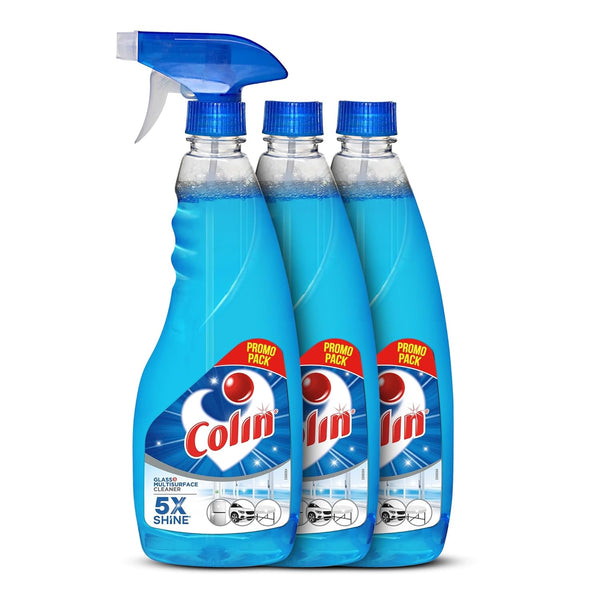 Colin Glass and Surface Cleaner Liquid Spray - 500 ml x 3 (Pack of 3)| India's #1 All-Purpose Glass Cleaner for Car, Kitchen and Home Surfaces | Multi...