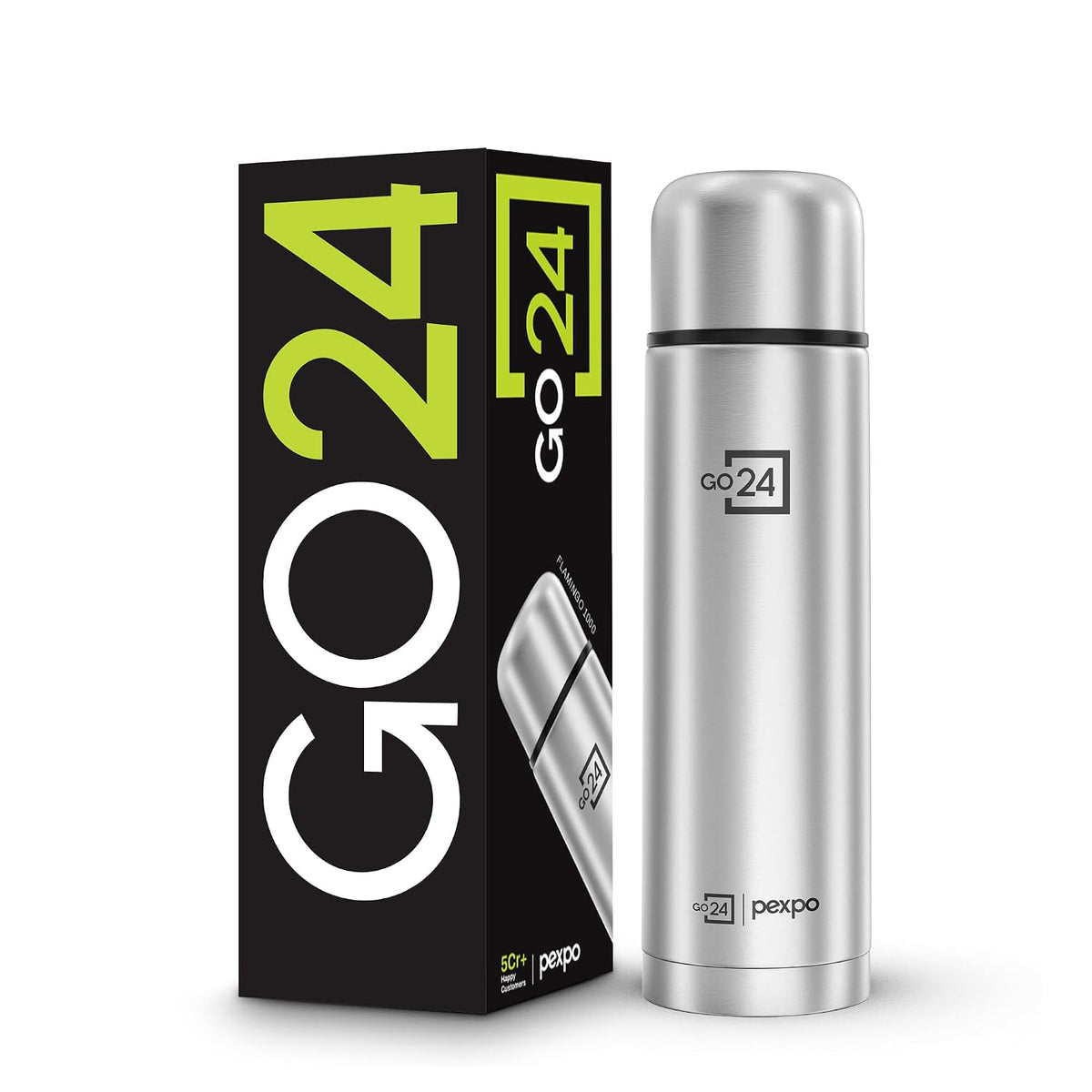 Stainless Steel Water Bottle Flamingo Silver 1000ml