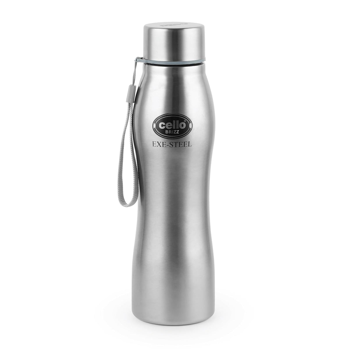 CELLO Brizz 1000 Exe-Steel Stainless Steel Water Bottle 1000 ml, Silver | ISI Certified, Single Walled, Leakproof Steel Bottle | Rust & Stain Proof, Easy to Carry Loop Dishwasher Fridge Water Bottle