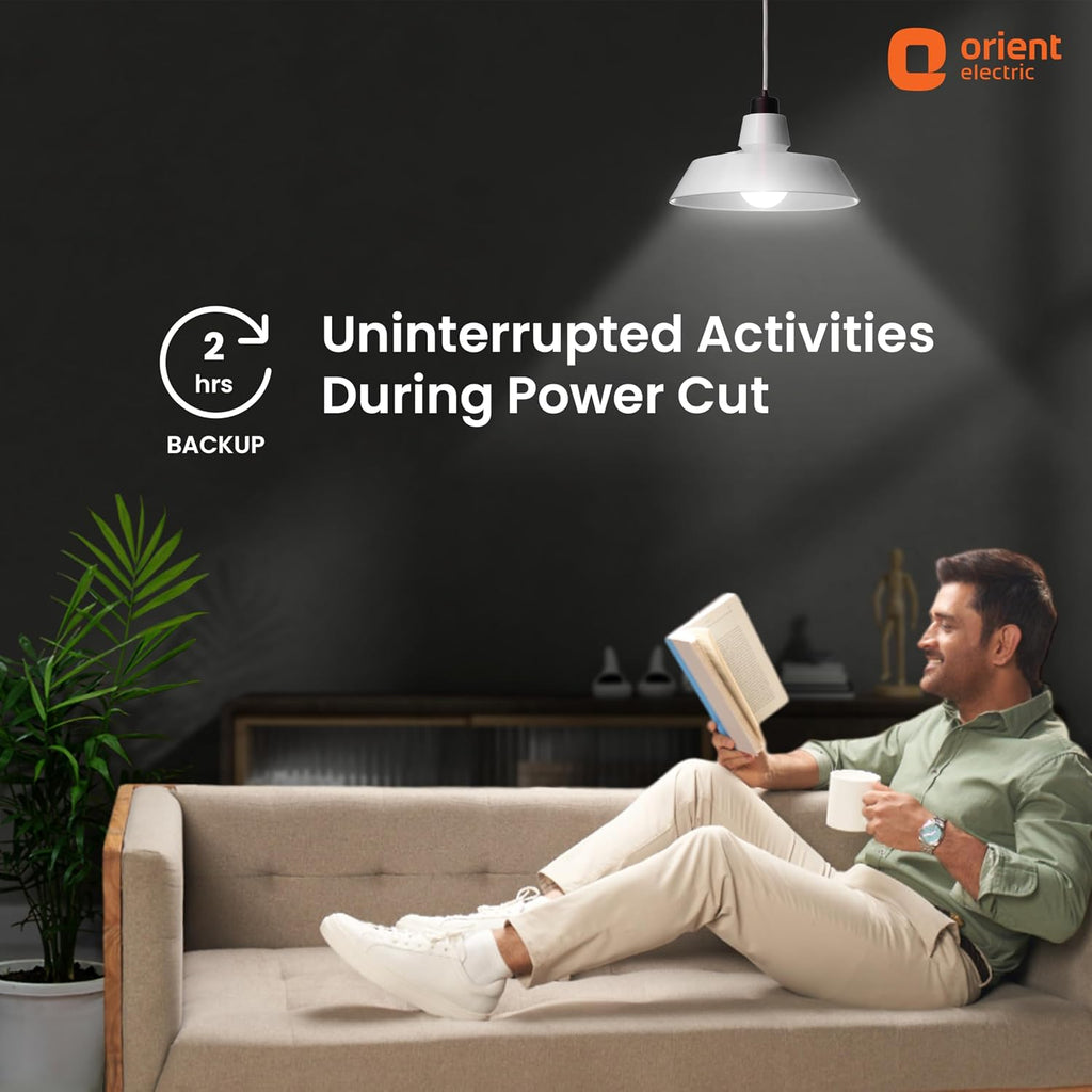 Orient Electric 9W Emergency LED Bulb| Rechargeable LED Light| 2 Hours Battery Backup| Up to 4 kV Surge Protection| 6500K, Cool White| B22d Base| Made in India| Pack of 3