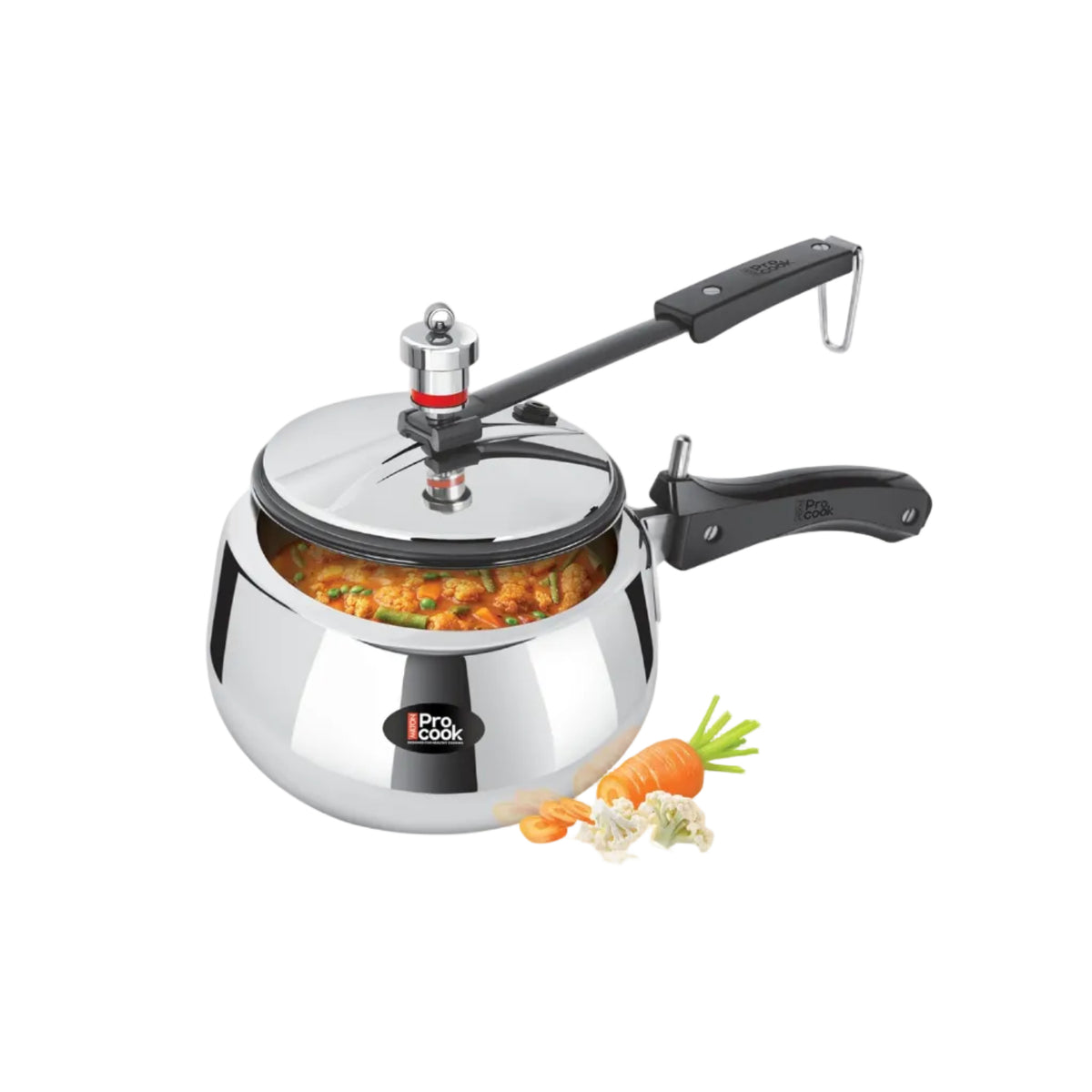 Milton Pro Cook Induction Cookware & Gas Stove Friendly Triply Stainless Steel Curve Pressure Cooker with Inner Lid 2 Litre | Gasket Release System | Hot Plate & Flame Safe | 5 Year Warranty | Silver