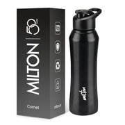 MILTON Comet 1000 Stainless Steel Water Bottle 1000 ml, Single Walled, ISI Certified I Leak Proof Lid, Rust Proof I For School, Office, Gym I Black