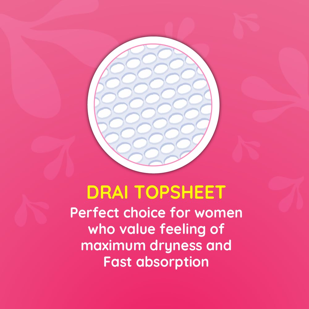 Bella Classic Regular Drai Pads for Women 8pcs - Pack of 6 | All Day Extra Dryness | Leakage proof | Moist lock | Wing & Extra protective Zone | Rash Free period | Comfort