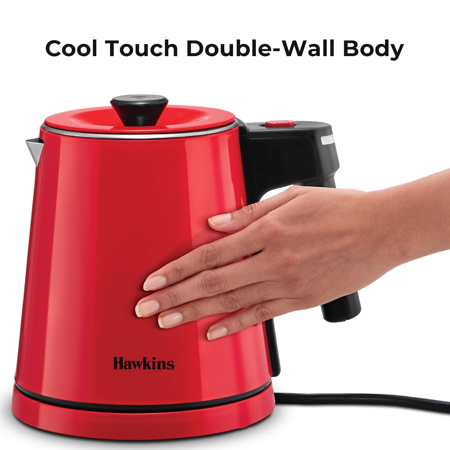 Hawkins Electric Red Kettle 1.2 Litre | 1200W | Cool Touch Body | Auto Cut-Off & Dry-Boil Protection | LED Indicator | Cord Storage | Red (HKT1R)