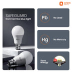 Orient Electric 9W High Glow LED bulb| 180-degree wide beam angle| Voltage surge protection up to 4 kV| 6500K, Cool White| B22d base| Made in India| Pack of 8