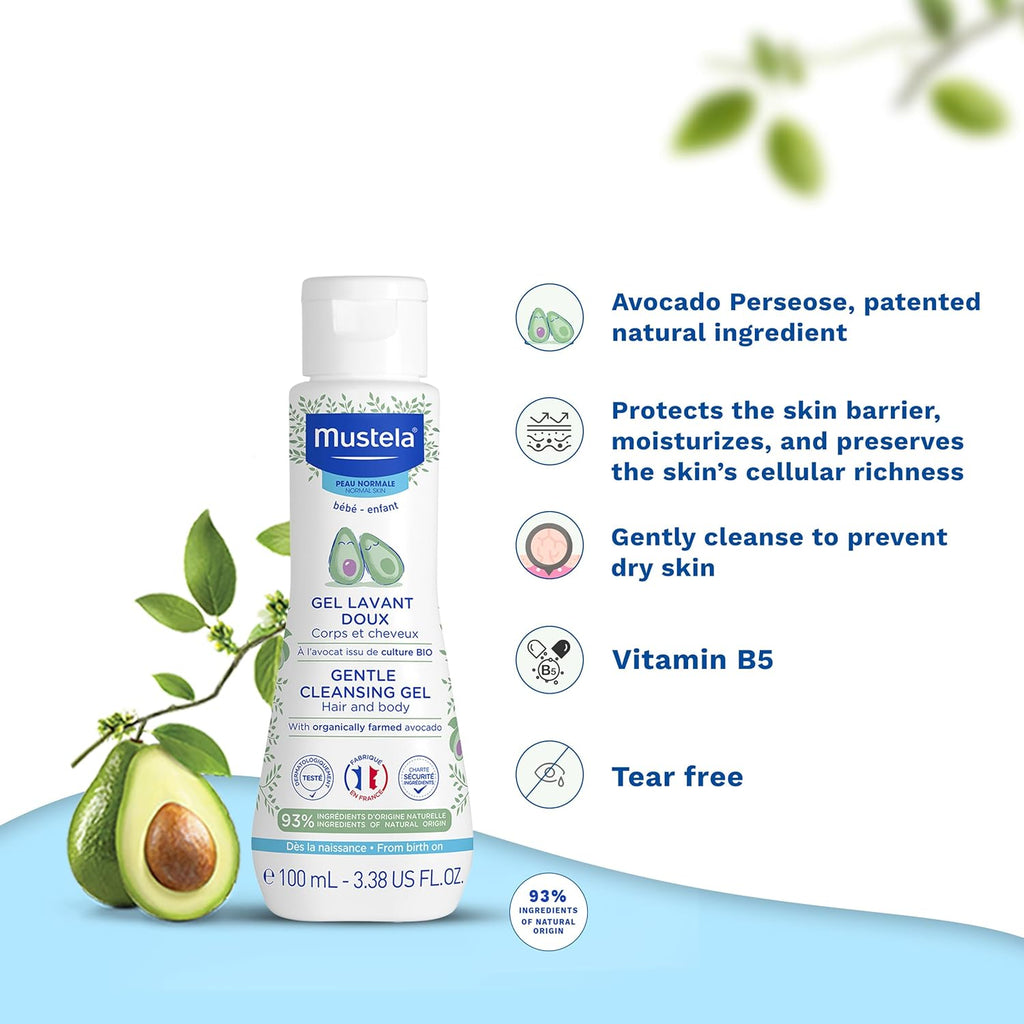 Mustela Baby Body Wash and Shampoo with Avocado 100ml