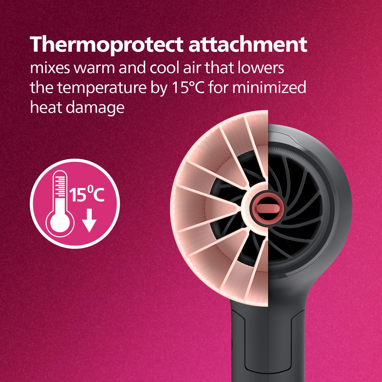 Philips India's No.1 Hair Styling Brand - Foldable Hair Dryer 2100W, 6 HeatxSpeed Settings Cool Shot Advanced Ionic Care Frizz-Free Shine, ThermoProtect Airflower Attachment, For Indian Hair, BHD356