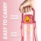 MILTON Regan 850 2-in-1 Lid Sip or Gulp Water Bottle | Sturdy Handle And Strap I BPA Free| Food-Grade | One-Touch Open | Leak-Proof | Ideal for Office, School, College, Gym | 836ml, Pink