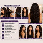 Professional Feel CURLING TONG- (BLACK) Hair Curler with 22MM Ceramic Barrel, Heat Ready Indicator, Comfortable Rubber Grip, Safety Stand and Salon Length Swivel Cord for quick Salon like finish (22mm)