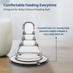 LuvLap Anti-Colic Essential Teat/Nipple for Slim Neck Bottle,4Pcs Variable Flow, 9M+, Made ofSoft & Flexible Silicone, Mimics Breastfeeding, Leak Proof, Bpa Free, Comes with Sturdy Base