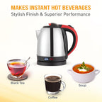 KENT 16097 Glaze Electric Steel Kettle 1.5 L 1500 W | Stainless Steel body | Overheating Protection | Plastic Insulated handle | 360° Rotating Base | Water Level Indicator | 1 Year Warranty