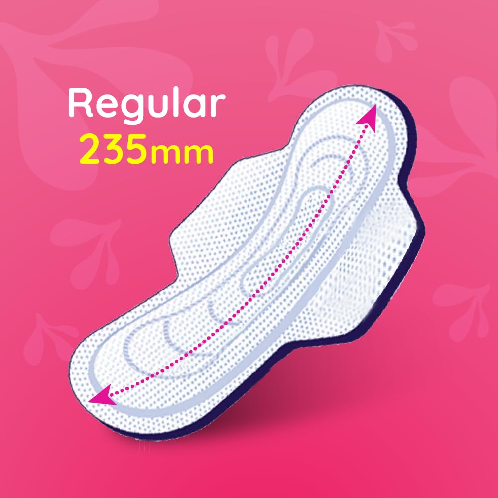 Bella Classic Regular Drai Pads for Women 8pcs - Pack of 6 | All Day Extra Dryness | Leakage proof | Moist lock | Wing & Extra protective Zone | Rash Free period | Comfort