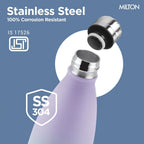 Milton Dewie Duo 1000 Thermosteel Water Bottle 1000 ml, 24 Hr Hot and Cold I Leak Proof Lid, ISI Certified I Vacuum Insulated I for Office, Gym, School I Green Purple