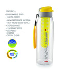 CELLO Infuse Water Bottle 800ml, Yellow | Food Grade Unbreakable Detox Bottle with Infuser Chamber | Reusable Leakproof Lightweight Easy to Carry Fridge Pet Bottle For Home, Gym & Outdoor Hydration