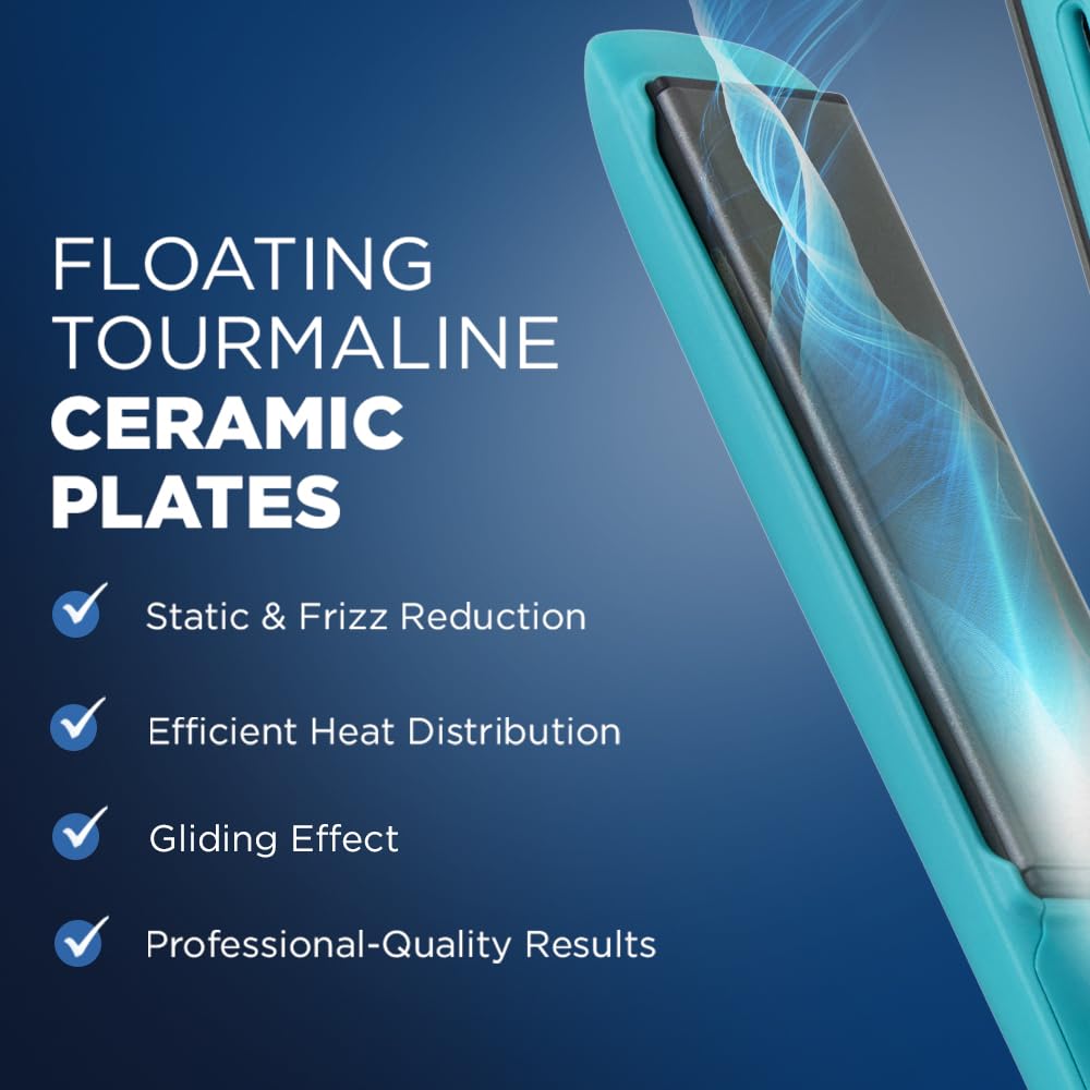 Ikonic Professional Vibe Hair straightener-Teal | Straightener with AI Technology| Ceramic Floating Plates| Ionic Technology| Easy to Use