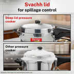Prestige 4 Litre Stainless Steel Deluxe Alpha Svachh Outer Lid Senior Pressure Pan Cooker | 10Y Warranty| Deep Lid for Spillage Control | TRIPLY Base | GRS | Gas & Induction Compatible | ISI