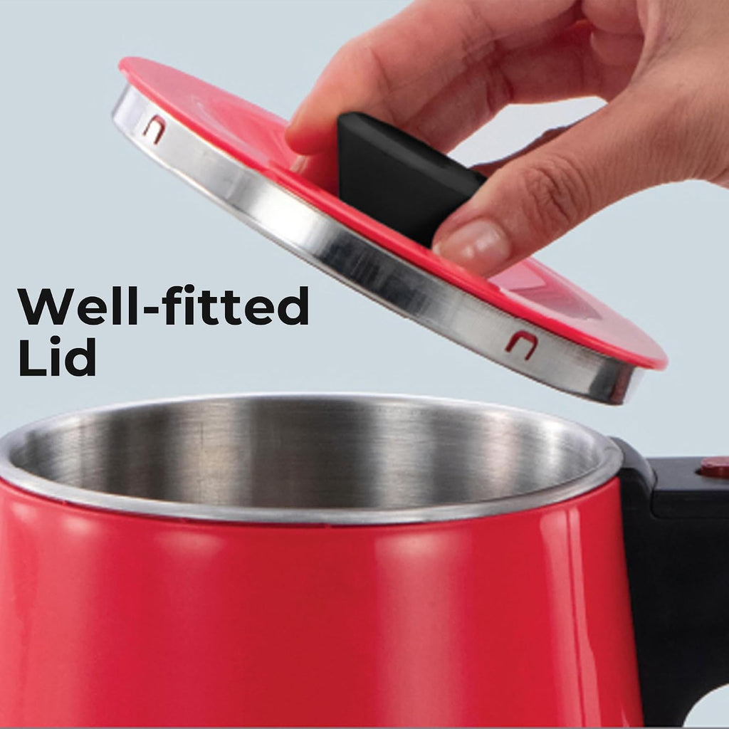 Hawkins Electric Red Kettle 1.2 Litre | 1200W | Cool Touch Body | Auto Cut-Off & Dry-Boil Protection | LED Indicator | Cord Storage | Red (HKT1R)