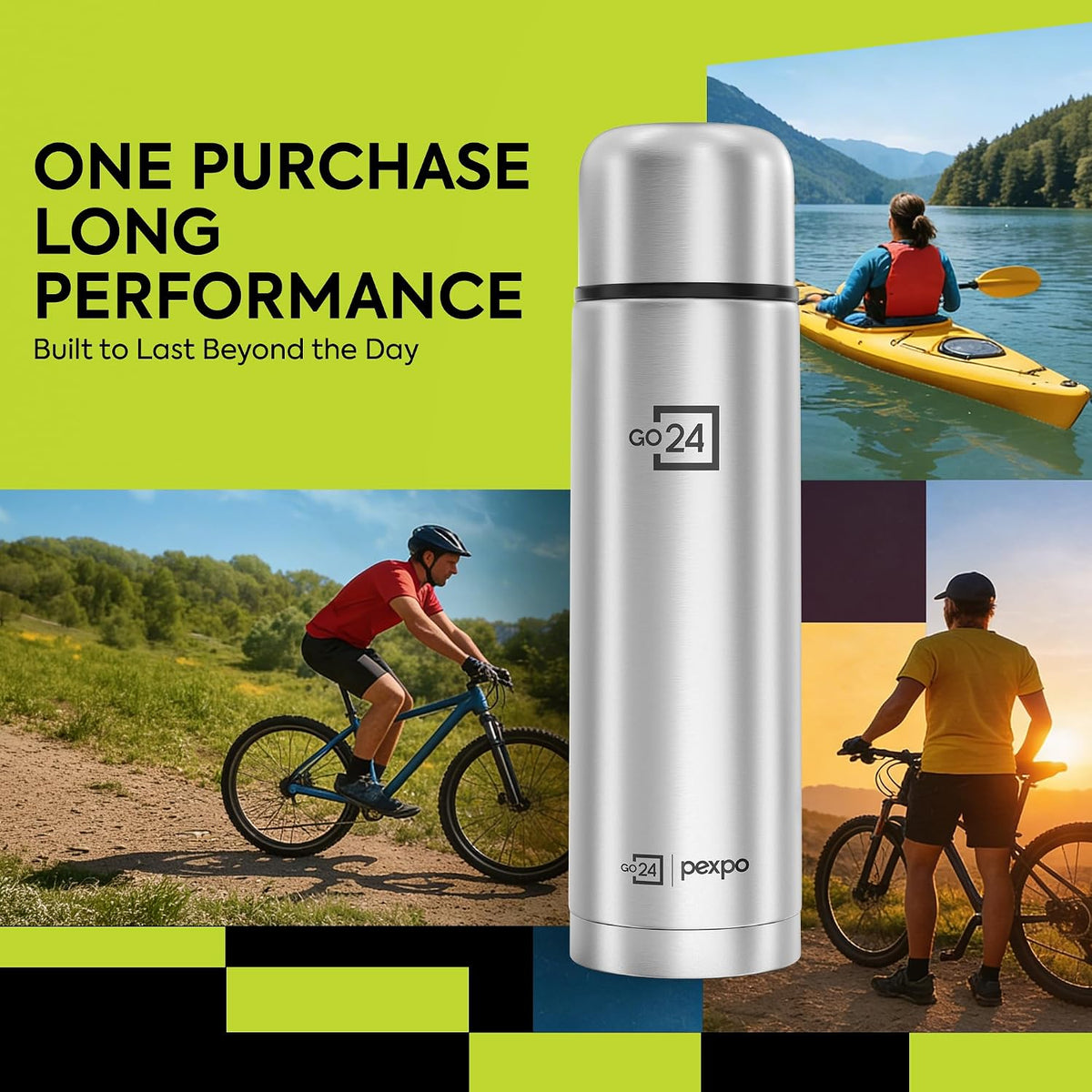 Stainless Steel Water Bottle Flamingo Silver 1000ml