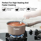 Prestige Ceraglide Duo Sauce pan 16Cm/1.4L with Glass Lid Non-Stick Ceramic Coating|Works On Gas & Induction|High Heating|Cool Touch Handle|Grey