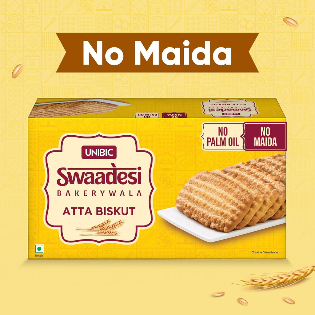 Unibic Swaadesi Atta Bakery Biscuits - No Maida, No Palm Oil I Biskut Bakery Biscuits I 200 gm