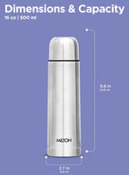 Milton Flip Lid 500 Thermosteel Water Bottle 500 ml, 24 Hr Hot and Cold I Leak Proof Lid with Jacket, ISI Certified I Vacuum Insulated I for Office, Gym, School I Silver
