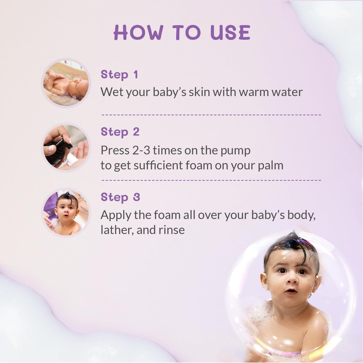 AreoVeda Baby Head-To-Toe Foam Wash With Self-Foaming Pump (500ml)