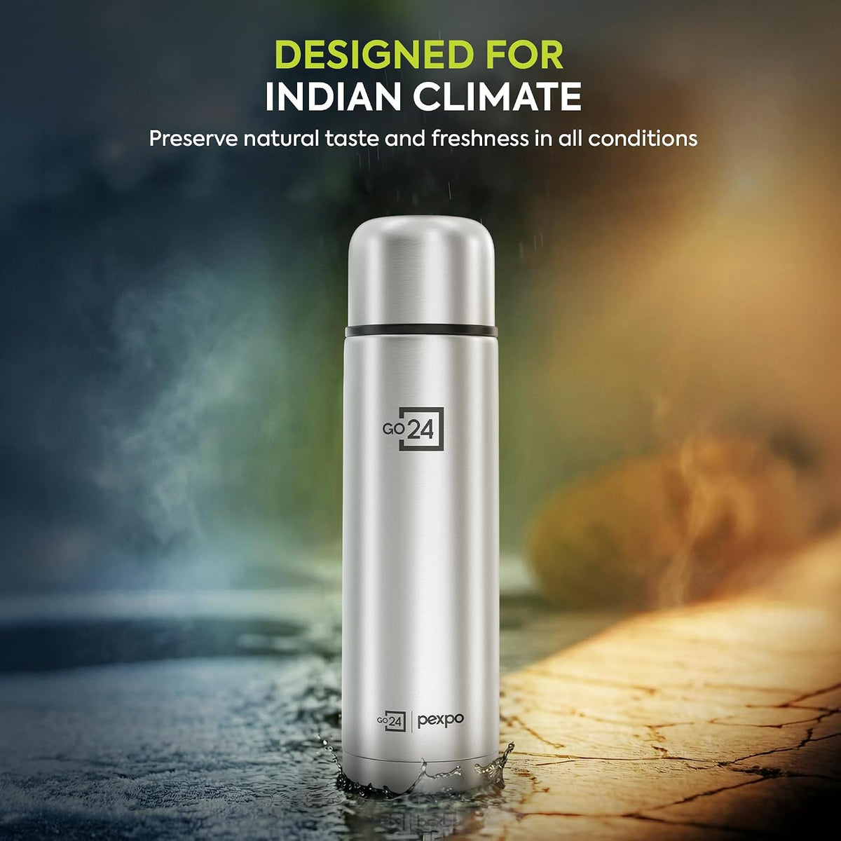 Stainless Steel Water Bottle Flamingo Silver 1000ml