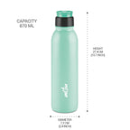 MILTON Caper 1000 Stainless Steel Water Bottle 870 ml, Single Walled, ISI Certified I Leak Proof Lid, Rust Proof I For School, Office, Gym I Mint Green