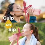 MILTON Regan 850 2-in-1 Lid Sip or Gulp Water Bottle | Sturdy Handle And Strap I BPA Free| Food-Grade | One-Touch Open | Leak-Proof | Ideal for Office, School, College, Gym | 836ml, Pink