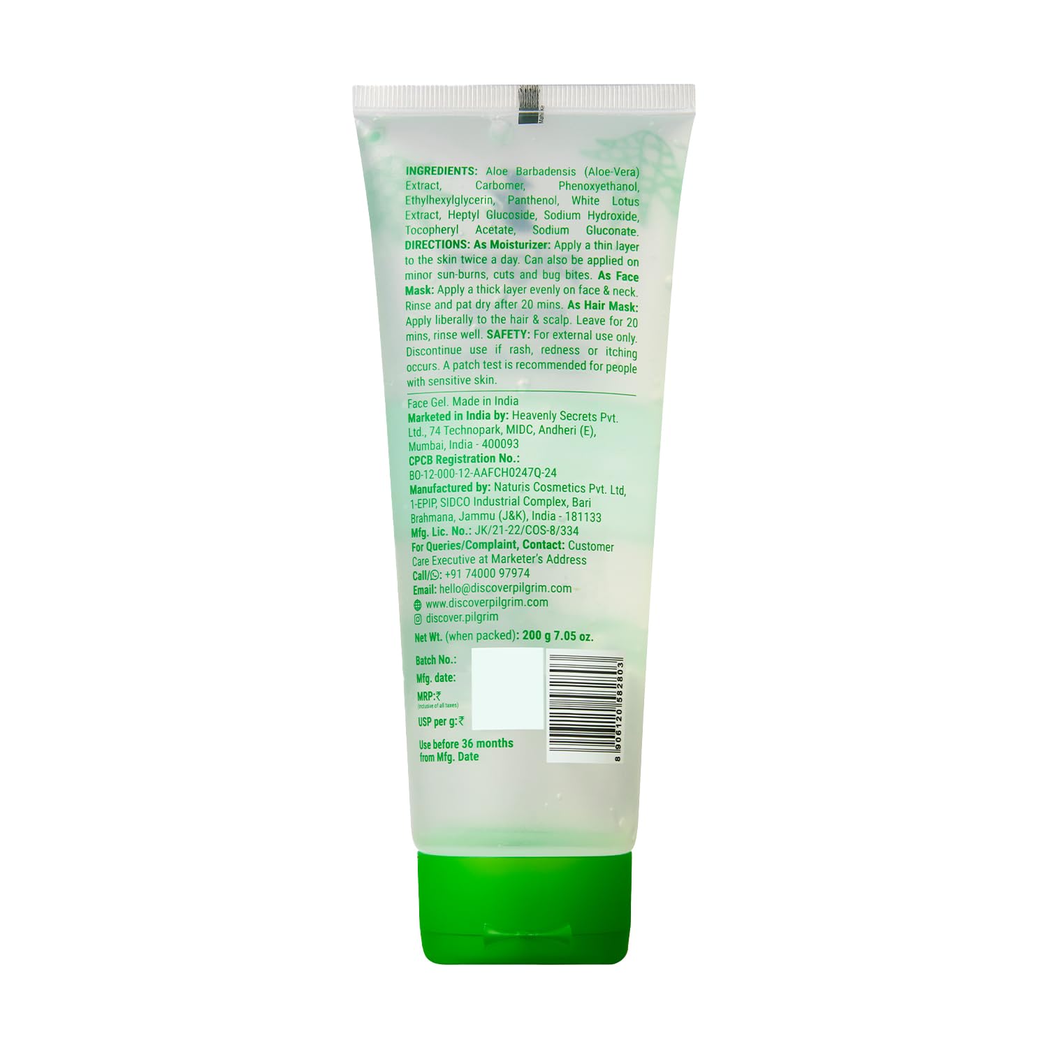 PILGRIM Korean 99% Pure Aloe Vera Gel 200ml