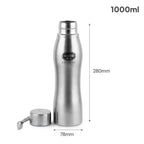 CELLO Brizz 1000 Exe-Steel Stainless Steel Water Bottle 1000 ml, Silver | ISI Certified, Single Walled, Leakproof Steel Bottle | Rust & Stain Proof, Easy to Carry Loop Dishwasher Fridge Water Bottle