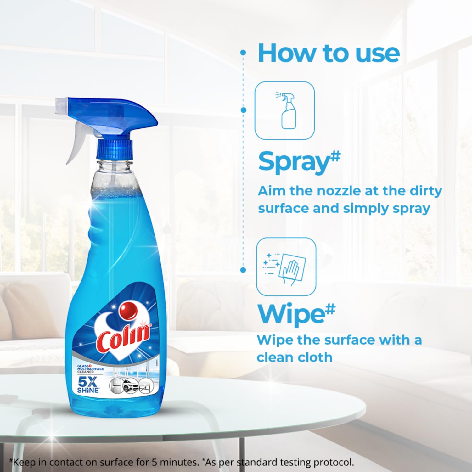 Colin Glass and Surface Cleaner Liquid Spray - 500 ml x 3 (Pack of 3)| India's #1 All-Purpose Glass Cleaner for Car, Kitchen and Home Surfaces | Multi...