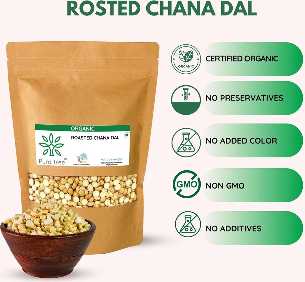 Pure Tree Certified Organic Rosted Chana Dal | 200 g